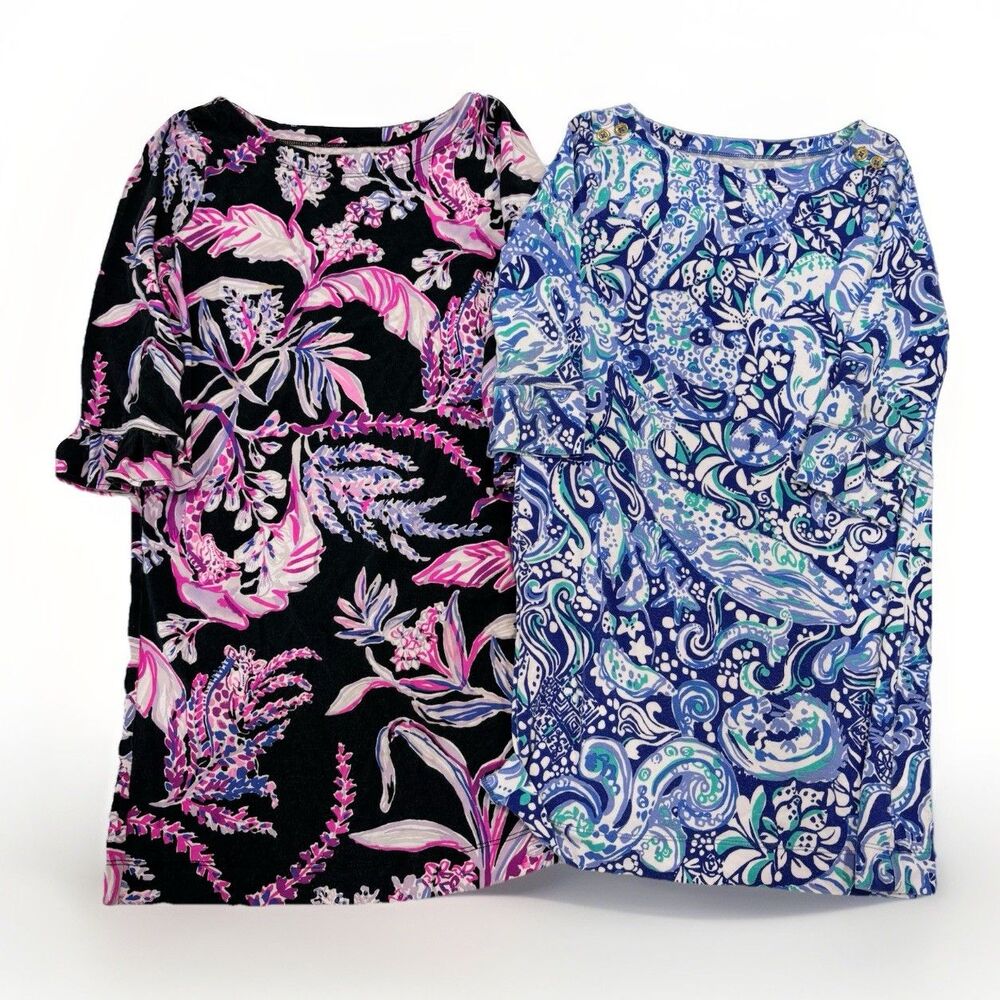 Lilly Pulitzer Dress Girls Size Medium (6-7) LOT OF 2 Shift Dress Preppy